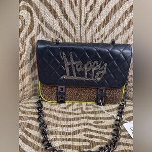 Philipp Plein “Happy Leopard” Crossbody Bag — Quilted Leather & Chain Detail